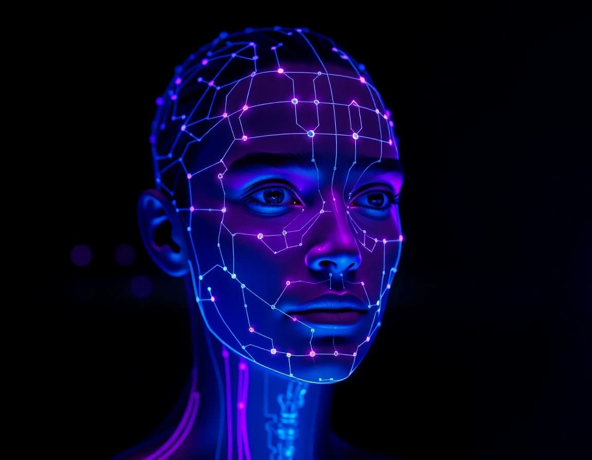 AI portrait technology visualization - how SelfAI AI headshot generator transforms selfies into professional photos